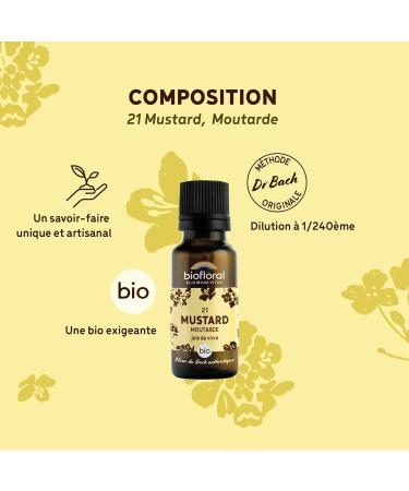 BIOFLORAL - 21 Mustard Moutarde BIO - Joie de Vivre - Fleur de Bach Authentique - 470 Granules - Sans Alcool - Buy Online on GoSupps.com