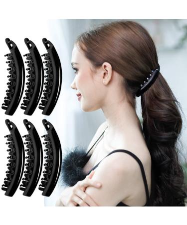 RC Roche 6 pieces of ponytail hair clip hair clip banana clasp women high quality robust for more volume medium black 6 pieces (1 Pack) black - Buy Online on GoSupps.com