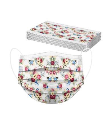 Lulupi 10 pieces of one-way adult mouth protection flowers mouth and nose protection flower motif Elegant breathable bonda mask neckerchief for women A-05