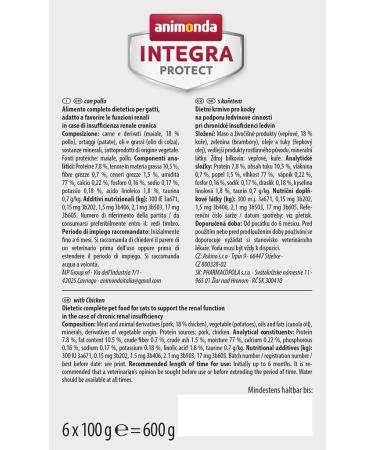 Animonda Integra Protect Kidney Cat Food - Wet Diet for Chronic Renal Insufficiency 6 x 100g with Chicken - International Shipping Available - Buy Online on GoSupps.com