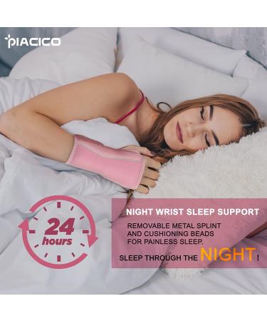 Night Sleep Wrist Support Brace | Adjustable Splint for Carpal Tunnel Relief, Wrist Pain, Sprains, Sports Injuries | Joint Instability | Fits Both Hands | Pink - Buy Online on GoSupps.com