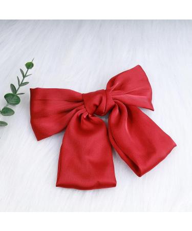 Andelaisi Vintage Red Satin Bow Hair Clip Barrette - Retro Bowknot Accessory for Women and Girls - Buy Online on GoSupps.com