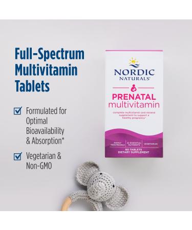 Nordic Naturals Prenatal Multivitamin for Women - Vegetarian Daily Prenatal Vitamins - 60 Tablets - Buy Online on GoSupps.com