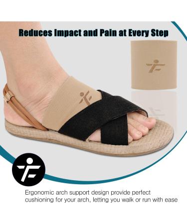 Compression Arch Sleeves 1 Pair - 20-30mmHg Plantar Fasciitis Brace for Pain Relief - Beige M Medium Size - Ideal Support for Heel Spurs, Flat Feet - Patent Seam Technology for Comfort - Men Women - Multiple Colors - Buy Online on GoSupps.com