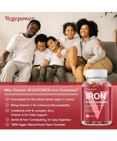VEGEPOWER Whole Food Multivitamin + Iron Gummies - Energy & Gut Health Support 90 Ct - Buy Online on GoSupps.com