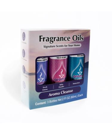 AROMAR Premium Fragrance Oil, 2oz Bottle 3 Pack Long Lasting Aromatic Scent, Fresh and Revitalizing Aromatherapy for Living Room, Bedroom, and Kitchen 2oz Aroma Cleanse Fresh Linens | Baby Powder | Innocence 2 Fl Oz (Pack of 3)