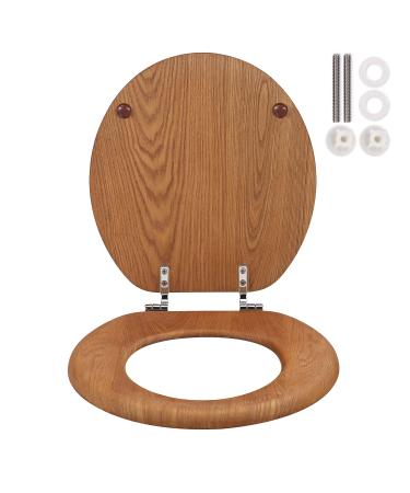 Wooden Toilet Seat Round for Winter, Wood Toilet Seat for American Standard Size Toilet Seats, Easy to Install Burlywood