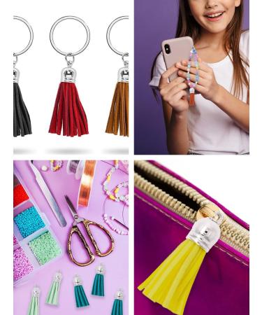 Mandala Crafts Blue Faux Leather Suede Tassel with Loop for Keychains, Jewelry Making, Bookmarks, Gifts, Pillows - 1.5 Inches, 100 PCs - Buy Online on GoSupps.com