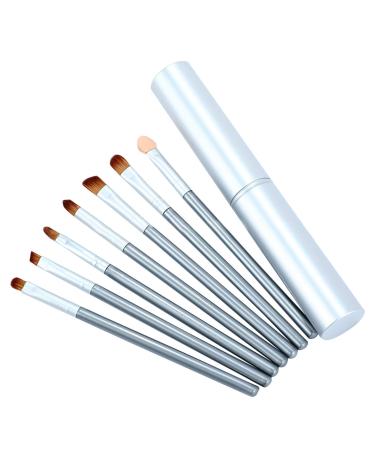 Set Brush Makeup Eye Total Brush 7PC Brush Set Portable Foundation Shadow Brush Makeup Brushes for Girls(Color:Pink)(One Size Silver) One Size Silver