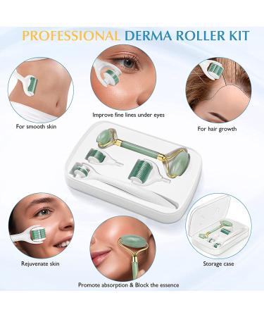 Derma Roller Microneedle Kit for Facial and Body Skin, Hair Growth and Scalp Treatment - Green - Buy Online on GoSupps.com