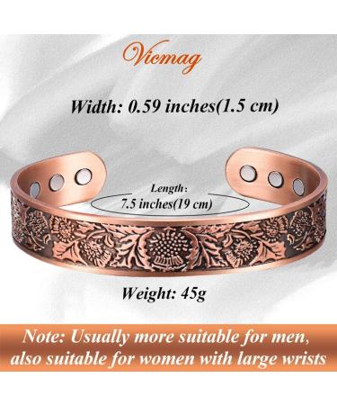 VicMAG Copper Magnet Bracelet for Men - Arthritis Pain Relief Therapy Adjustable Pure Copper Cuff with Gift Box - Buy Online on GoSupps.com