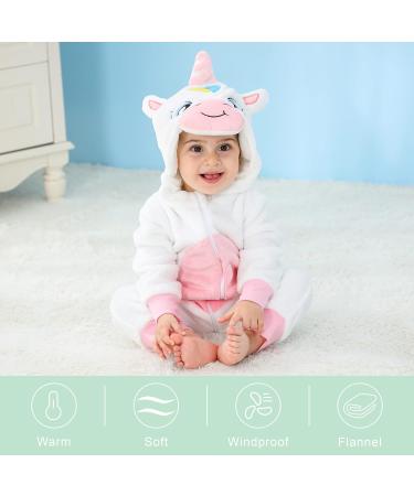 COOKY.D Baby Hooded Rompers - Winter Flannel Jumpsuit Pajamas | 12-18 Months White - Buy Online on GoSupps.com