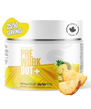 Shop Sante Pre Workout Plus Preworkout Energy Powder 150mg Caffeine Citrulline Beta Alanine Sports Drink Supplement for Men and Women 50 servings - Pineapple