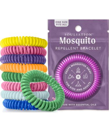 SoulSation Mosquito Repellent Bracelets, 15 Pack - DEET-Free, Individually Wrapped Bands