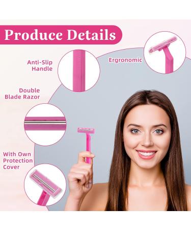 Hanaive Women's Disposable Razors - Bulk Twin Blade Shaver for Travel & Hospitality | 100 Pack - Stainless Steel Pink Razor Blades - Buy Online on GoSupps.com