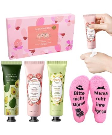 JOKILY Gifts for Women 3 Pack Christmas Hand Cream and 2 Pairs Cozy Socks for Women Dry Hand Cream Small Items for Advent Calendar for Women Gift