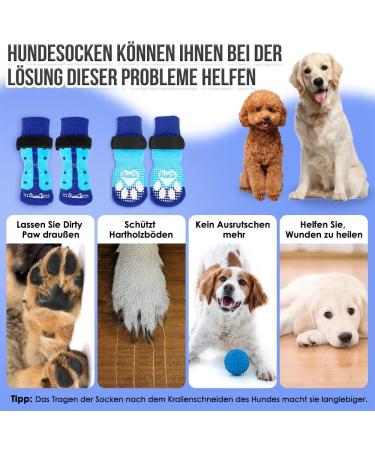 Slowton Anti-Slip Dog Socks - 3 Pairs for Hardwood Floors | Soft Adjustable Paw Protection for Small & Medium Dogs (Blue L) - Buy Online on GoSupps.com