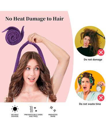 Lock Winder Curls Without Heat - 60 Extra-Long Heatless Curlers for Medium to Long Hair | DIY Overnight Hair Curling Set (Purple) - Buy Online on GoSupps.com