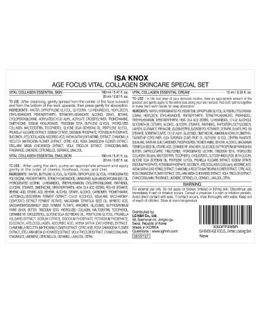 ISA KNOX AGE FOCUS Vital Collagen Skincare Gift Set | Korean Luxury Skin Toner Emulsion Cream & Hydrolyzed Collagen | Premium Hydration with Vitamins B12 E C (370ml - Buy Online on GoSupps.com