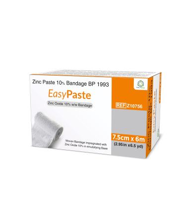 EasyPaste Zinc Paste Bandage Woven Bandage impregnated with Zinc Oxide 10% 7.5cm x 6m