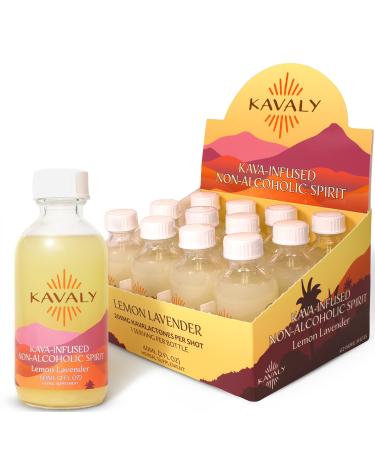 Kavaly Non-Alcoholic Kava-Infused Spirit Shots Premium Alcohol-Free Kava Drink for Social Rituals and Mocktails Modern Alcohol Alternative Lemon Lavender 60 ml (12 Pack)