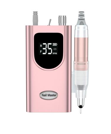 Delanie Professional Nail Drill for Acrylic Nails, High Torque 35,000 RPM Rechargeable Electric Nail File for Acrylic Nails, 2,000mAh, LCD Display, High Speed, Low Heat, Low Vibration Rose Gold