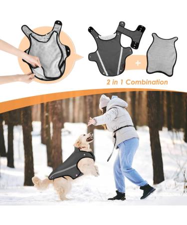 Slowton Dogs Winter Jacket | Adjustable Waterproof Dog Coat with Reflective Stripes | Warm Snowsuit for Pets (L Gray) - Buy Online on GoSupps.com