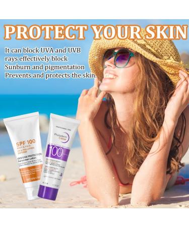 days 2 pieces sunscreen SPF 100 sunscreen index 100 sunscreen for face and body UVA and UVB protection waterresistant fast absorption greasefree 80 ml + 50 ml - Buy Online on GoSupps.com