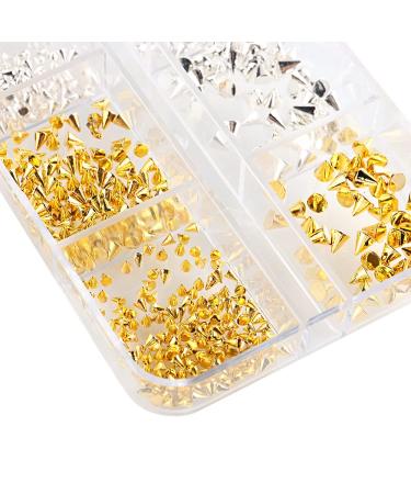 6 Grid Mini Metal Rivet Nail Charms - Gold Silver Cone Studs for Acrylic Nails | Nail Jewels & Spikes for Unique Nail Art - Buy Online on GoSupps.com