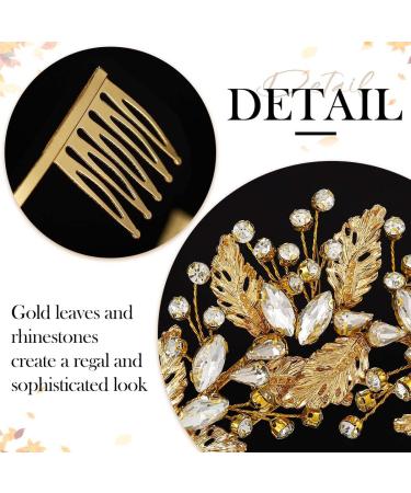 Fashband Rhinestone Leaf Headband Gold Crystal Headpiece Bride Wedding Hair Accessories for Women - Buy Online on GoSupps.com