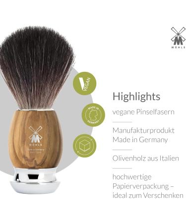 M HLE Vivo Shaving Set - Safety Razor Black Fibre Brush Olive Wood Handles - Vegan & International Shipping - Buy Online on GoSupps.com