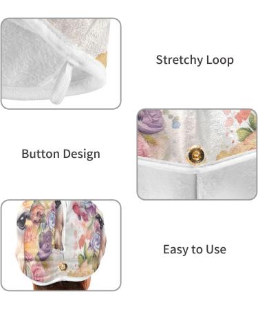 Super Absorbent Llama Florals Hair Towel 2 Pack - Quick Dry Hair Turbans for Women & Girls | Soft Button Twisty Wrap - Buy Online on GoSupps.com