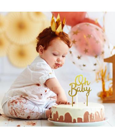 Baby Cake Topper 6Inch Cake Picks Baby Shower Birthday Gender Reveal Theme Party Glitter Acrylic Cake Decorations Supplies for Kids Baby Girl Boy Gold - Buy Online on GoSupps.com