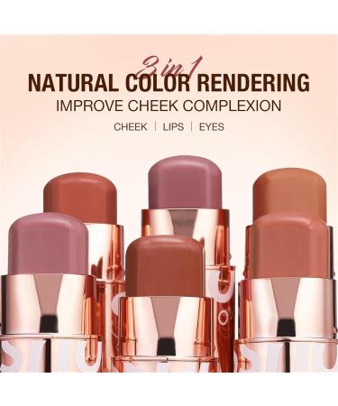 3-in-1 Blush Stick for Cheeks Makeup Waterproof Cream Blush Face Stick Multi-Use Lip and Cheek Tint Longwear Waterproof Moisturizing Monochromatic Blush Stick(Color:06) - Buy Online on GoSupps.com