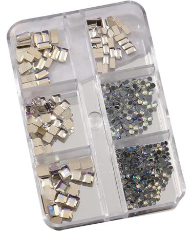 FEIlei 6 Grids Box Set Flat Back Rhinestones and Small Round Diamond Combination for DIY Nail Art Accessories Crystals - Buy Online on GoSupps.com