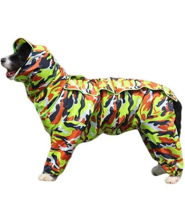 Dog Raincoat with Removable Hoodie Adjustable Dog Coats Waterproof with Legs Rain Jacket with Hood Collar Hole Outdoor Jumpsuit (Color : Camouflage Size : 26) 26 Camouflage