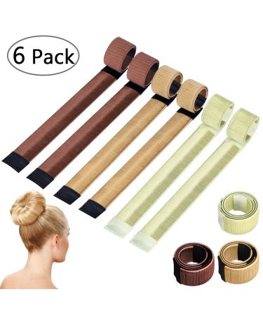 Magic Hair Bun Maker Fast & Easy Donut Bun Maker DIY French Twist Bun Shaper for Girls Women (Blonde Light Brown Brown)