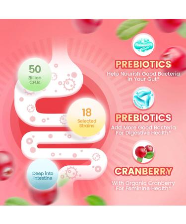 VivoNu Probiotiques pour Femmes Gommes Bien- tre F minin | 18 Souches de Lactobacillus | Jusqu 60 Milliards UFC/Jour | Vitamine C | Go t Canneberge | 60 Gommes 60 Gommes - Canneberge - Buy Online on GoSupps.com