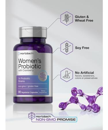 Horb ach Probiotic for Women with Cranberry | 90 Vegetarian Capsules | Dietary Supplement with 14 Probiotic Strains | Non-GMO Gluten Free Supplement - Buy Online on GoSupps.com