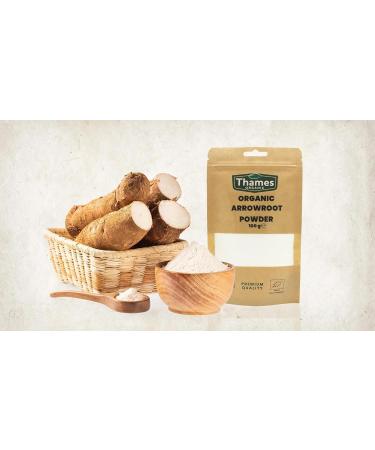 Thames Organic Arrowroot Powder 100g - Non-GMO Starch for Baking and Cooking - Vegan Certified - Additive-Free - Buy Online on GoSupps.com