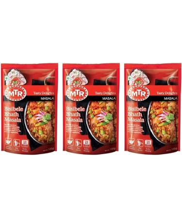 MTR Instant Ready Mix Various Flavours - Traditional South Indian Breakfast Tasty and Healthy - Easy to Prepare Snacks - Bisibele Bhath Masala 100g (Pack of 3)