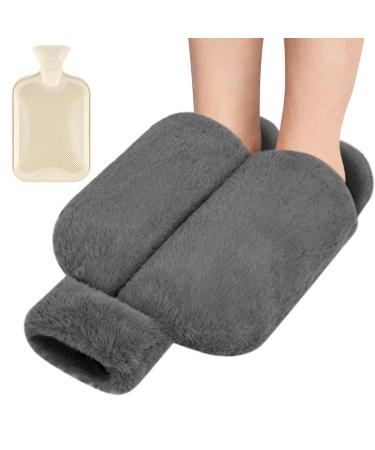 Ktueov foot warmer without electricity foot warmer heat bottle adult 2l heat bottle feet soft and warm foot heat bottle for women and men removable warm feet foot heating office for size 35-45 gray