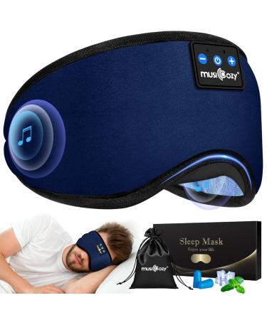 Sleep Headphones Bluetooth Eye Mask Wireless Music Sleep Mask Ultra-Soft Sleeping Headphone Comfy & Washable Perfect for Side Sleepers/Office/Travel Birthday for Men Women Blueness