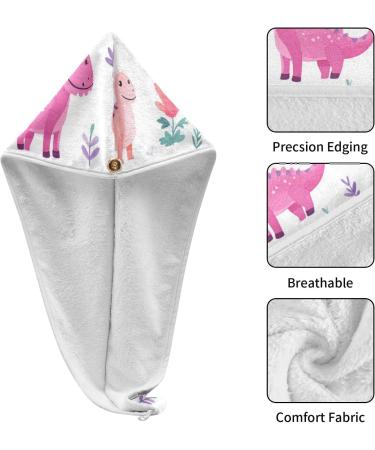 Pink Purple Dinosaur Hair Towel 2 Pack | Super Absorbent Quick Dry Turbans for Women & Girls - Buy Online on GoSupps.com