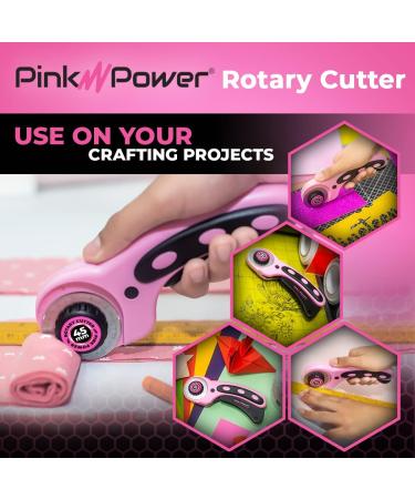 Pink Power Fabric Rotary Cutter Set - 45mm Sewing & Quilting Blade with Ergonomic Handle for Crafting and Scrapbooking - Buy Online on GoSupps.com