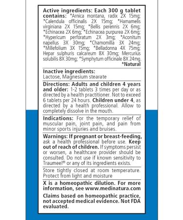 Traumeel Arnica 100 Tablets (2 Pack) - 13 Natural Actives for Pain Relief Muscle & Joint Support | International Shipping Available - Buy Online on GoSupps.com