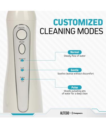 Altego Portable Water Flosser - Cordless Dental Oral Irrigator for Teeth Cleaning Braces & Bridges | Waterproof Rechargeable 3 Modes | 150ml Travel Tank - Buy Online on GoSupps.com