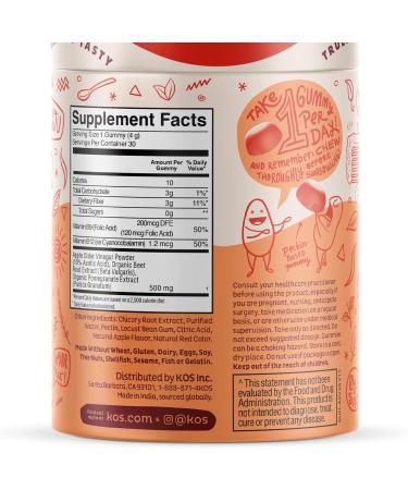 KOS Apple Cider Vinegar Gummies - Gelatin & Sugar Free - Vegan ACV Gummies - Individually Wrapped - Added Prebiotics for Optimum Gut Health - Apple Cider Gummies for Women & Men - 1 Month Supply 2. Apple Cider Vinegar Gummies - Buy Online on GoSupps.com