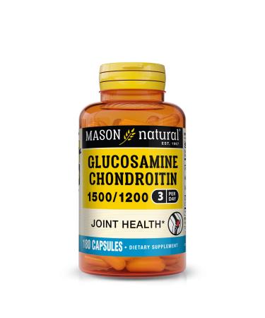 Mason Natural Glucosamine Chondroitin 1500/1200 3 Per Day with Vitamin C Supports Joint Health Improved Flexibility and Mobility 180 Capsules