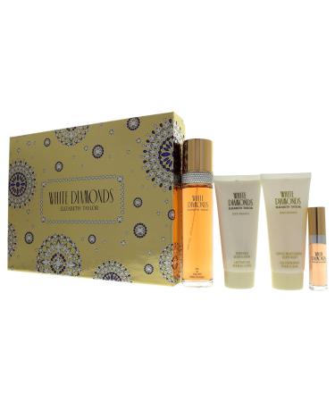 White Diamonds by Elizabeth Taylor for Women - 4 Pc Gift Set 3.3oz EDT Spray 3.3oz Gentle Moisturizing Body Wash 3.3oz Perfumed Body Lotion 10ml EDT Spray - Buy Online on GoSupps.com